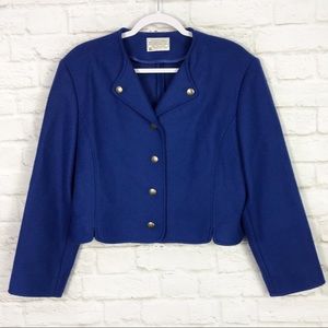 Pendleton Vintage Blue Wool Floral Button Jacket